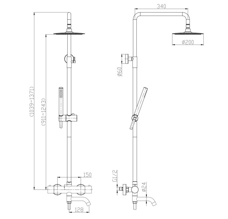 Shower System 3 Way Thermostatic - SM 6032